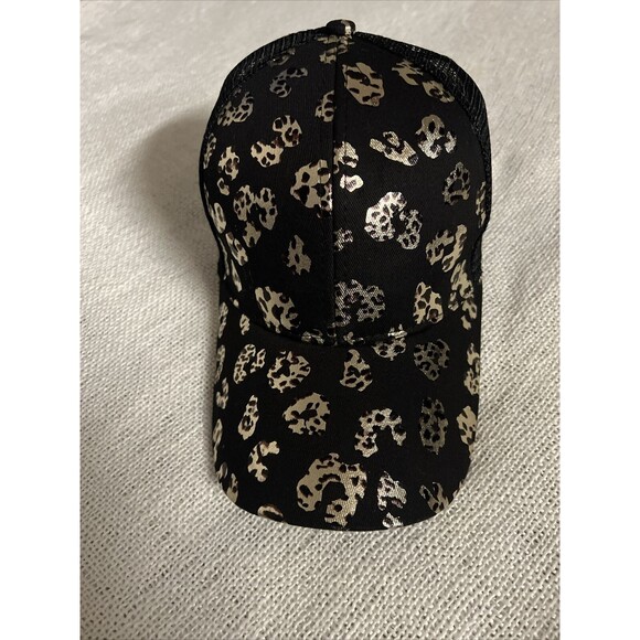 Women's Leopard Print Baseball Cap Criss Cross Ponytail Trucker Hat Adjustable - Picture 9 of 9